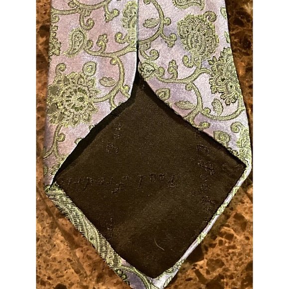 Paul Frederick Blue Green Paisley 100% Silk Men's Neck Tie Handmade In China - Picture 8 of 8
